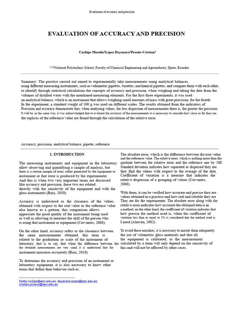 Accuracy and Precision in Measurements | PDF | Accuracy And Precision ...