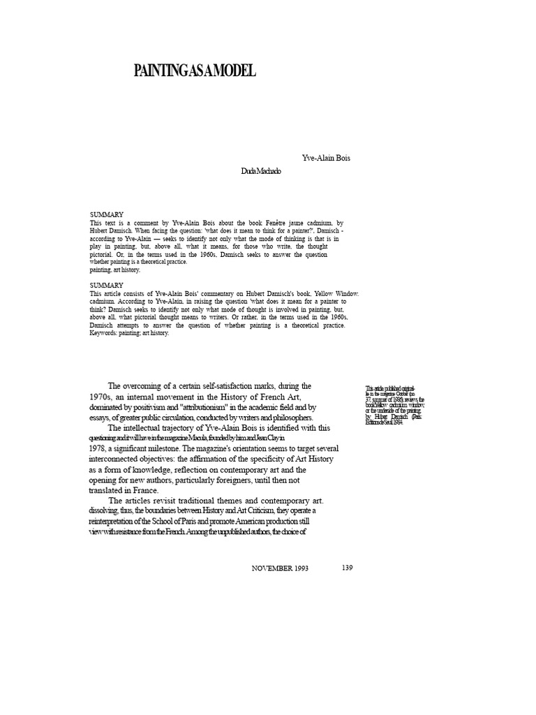 Painting As Model - Yves Alain Bois | PDF | Paintings | Perception