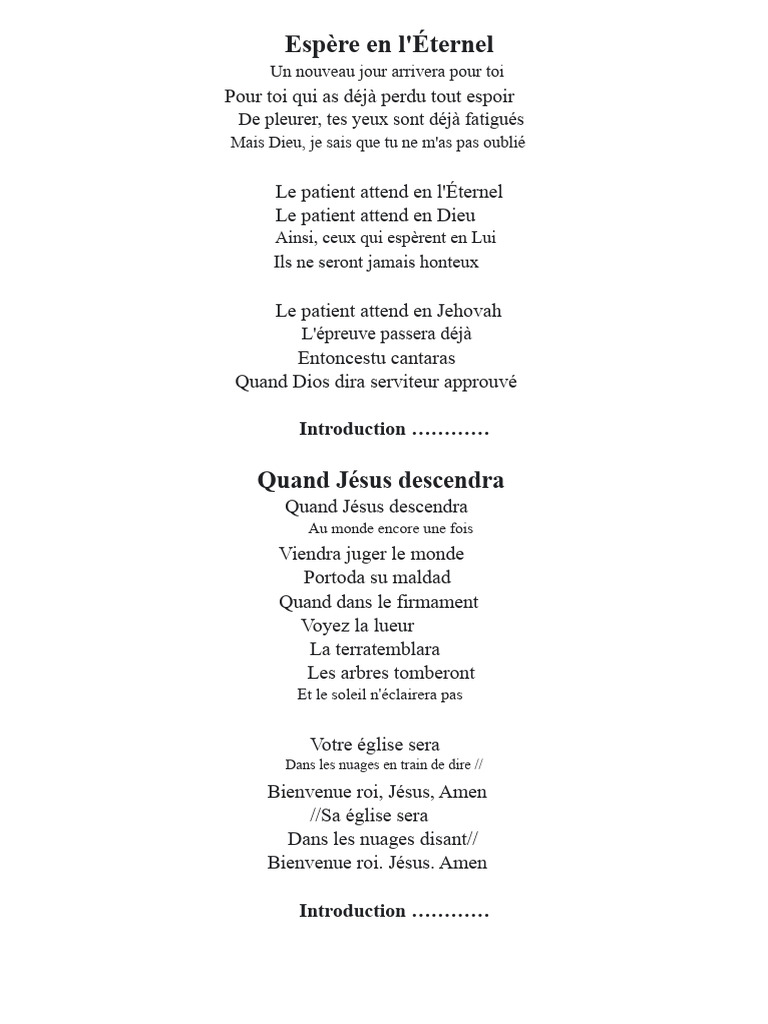 Espoir et foi en l'Éternel | PDF | Dieu | Jésus