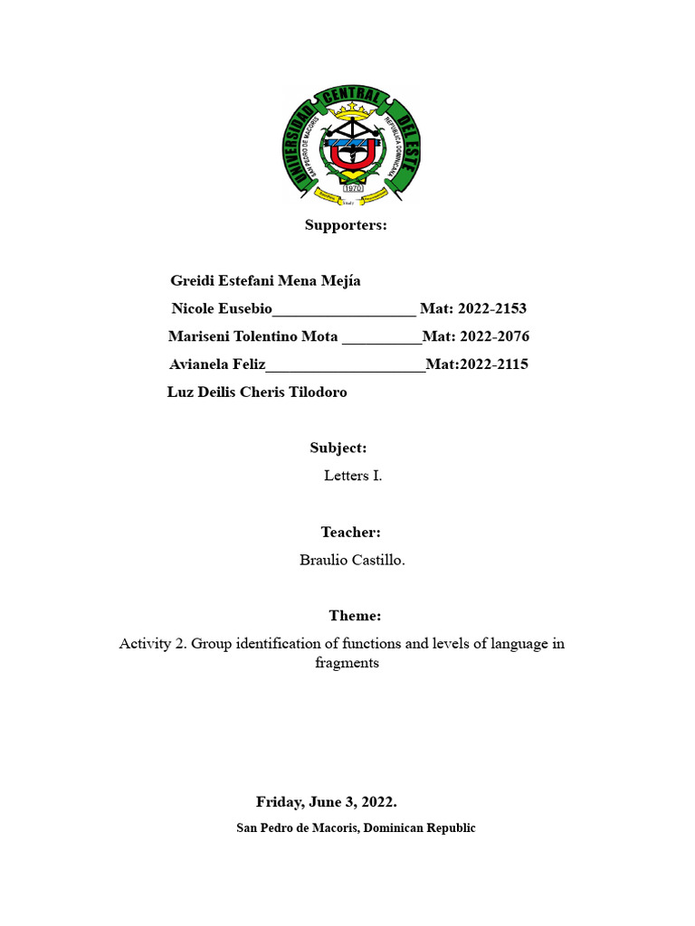 Functions and Levels of Language Analysis | PDF | Spanish Language ...