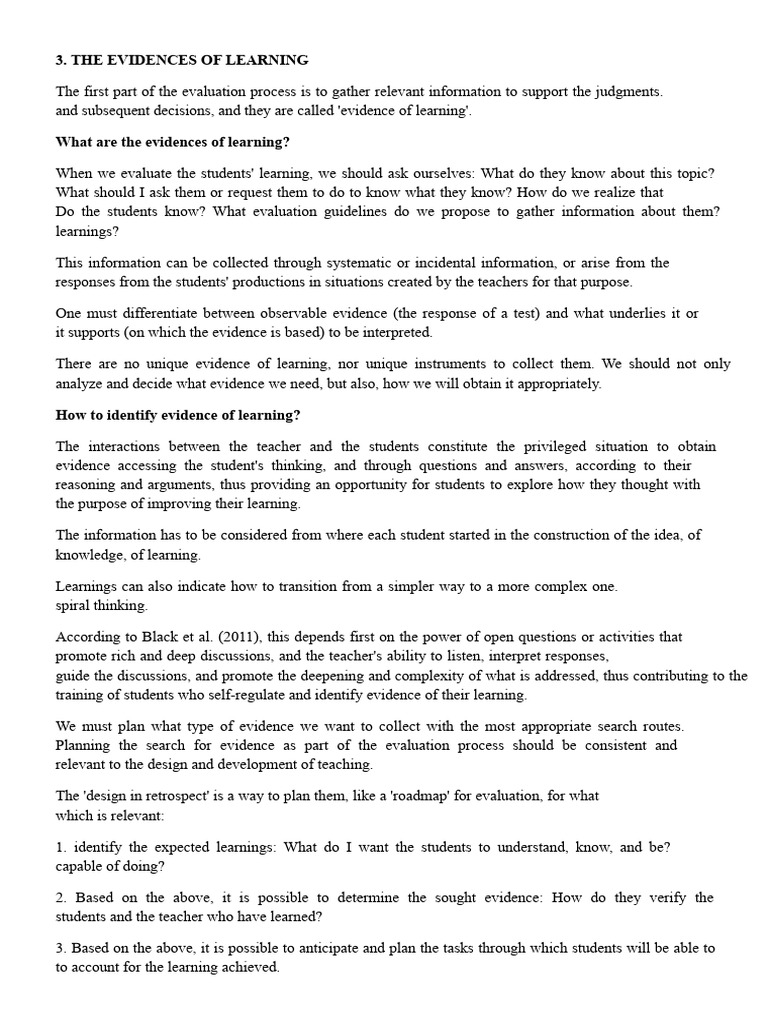 Understanding Evidence of Learning | PDF | Evaluation | Educational ...