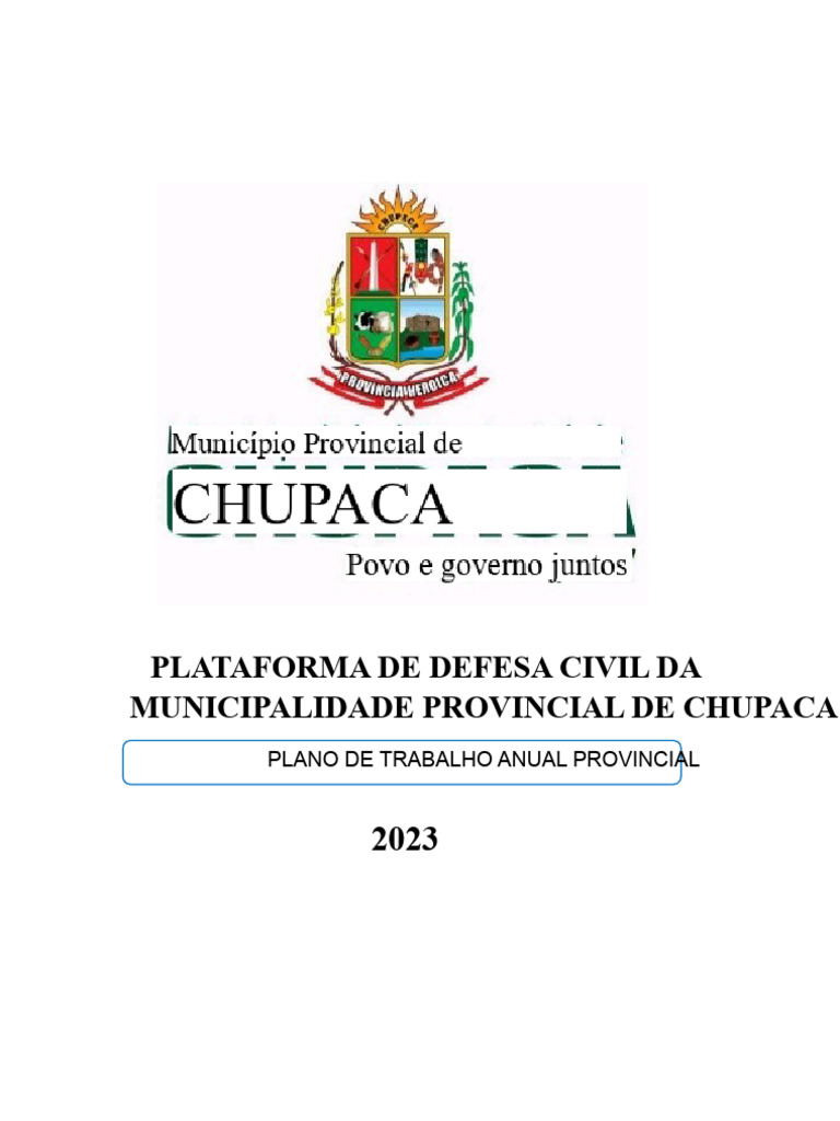 Plano Anual de Defesa Civil Chupaca 2023 | PDF | Defesa civil