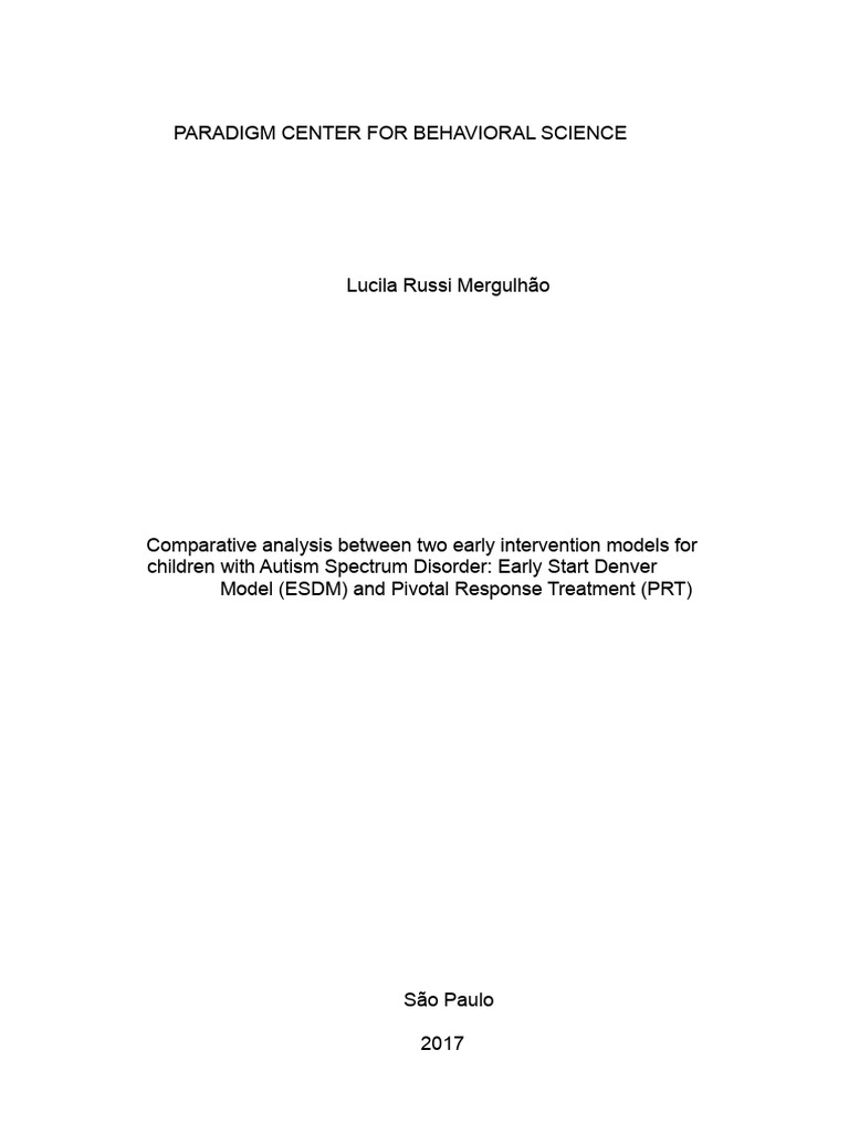 ESDM vs PRT: Autism Intervention Models | PDF | Autism | Reinforcement