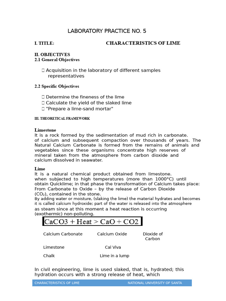 Characteristics and Uses of Lime | PDF | Lime (Material) | Materials