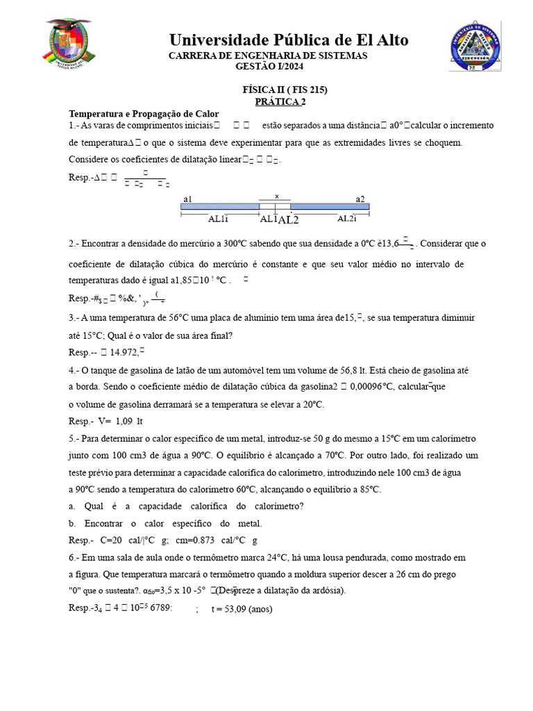 Prática de Física II: Calor e Temperatura | PDF | Temperatura | Calor