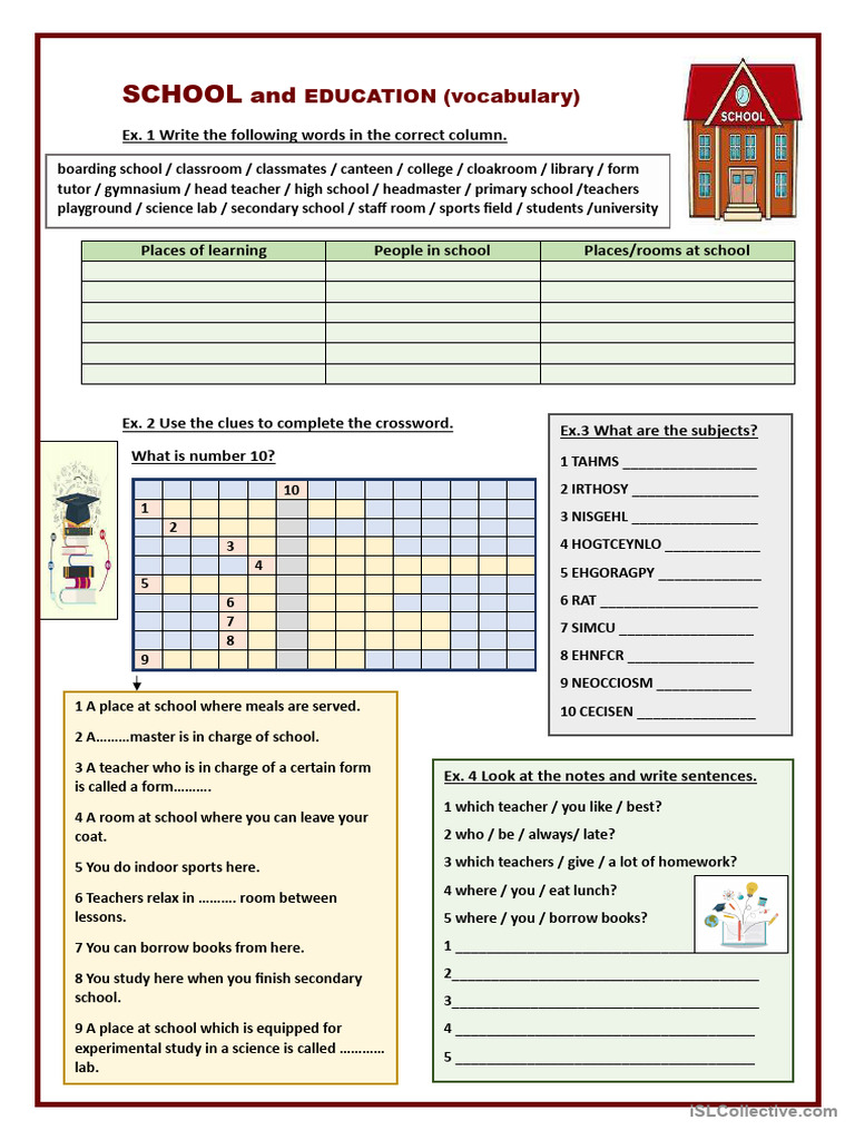 School and Education (Vocabulary) | PDF | Schools | Learning