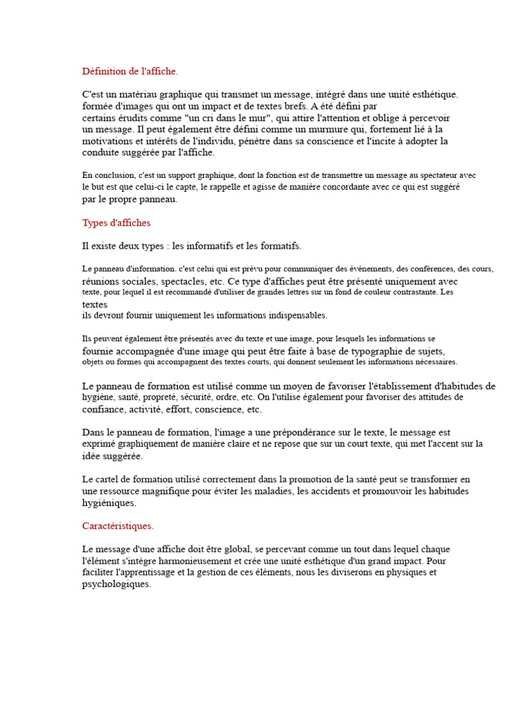 Définition et types d'affiches | PDF | Affiche | Couleur