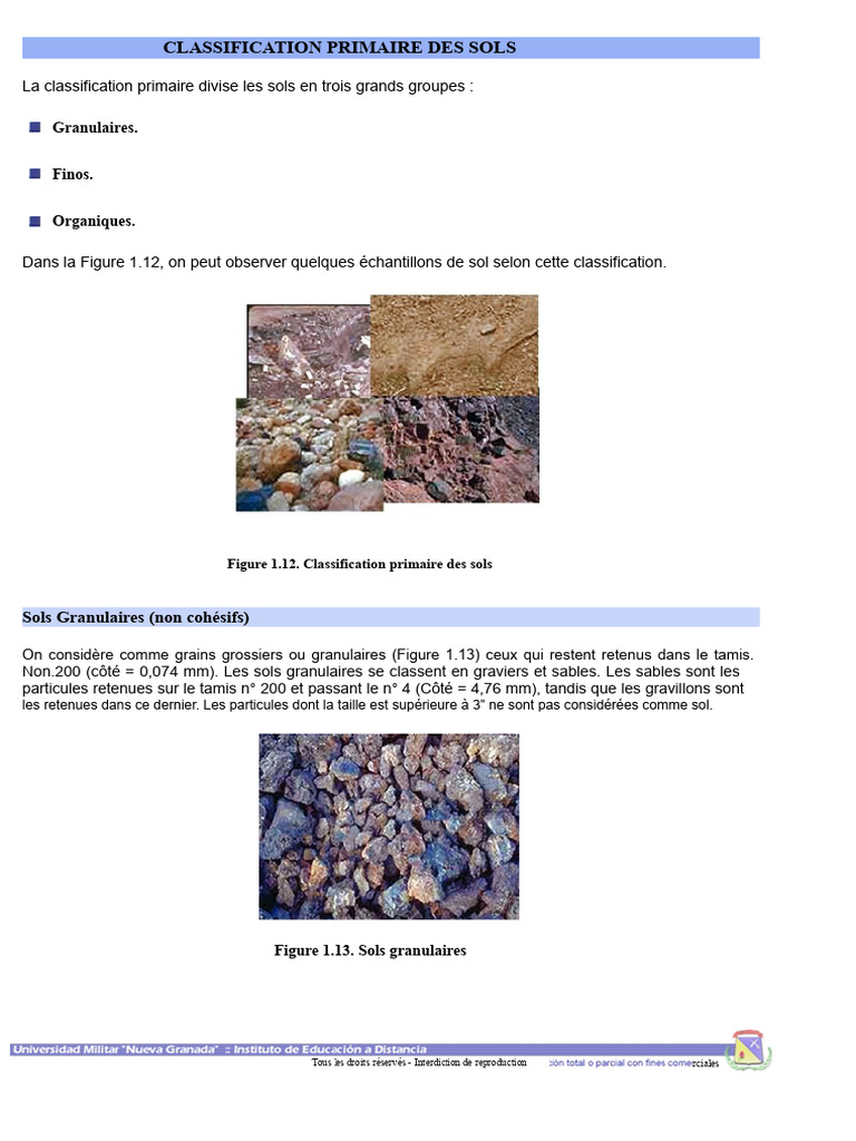 Classification des sols : granulaires, fins, organiques | PDF | Limon ...