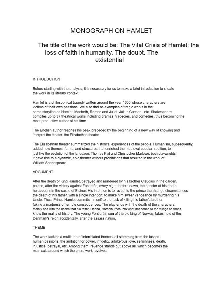 Hamlet's Existential Crisis Explored | PDF | Don Quixote | Hamlet