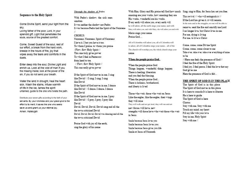 Sequence to the Holy Spirit | PDF | Holy Spirit | Jesus