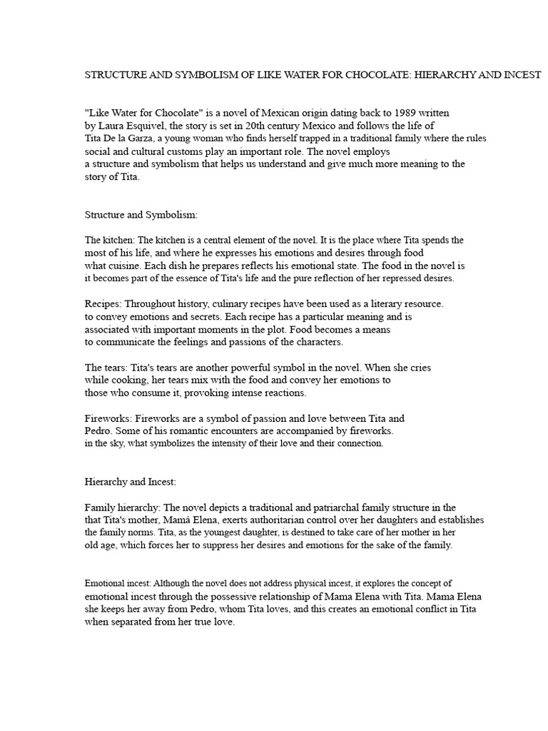 Structure and Symbolism of Like Water For Chocolate PDF