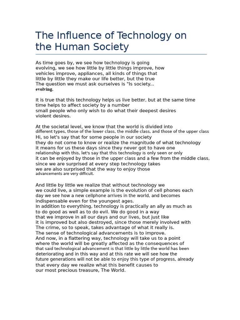 Impact of Technology on Society | PDF | Science | Medicine