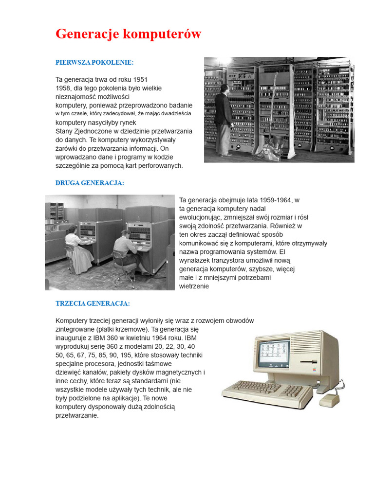 Generacje Komputera | PDF