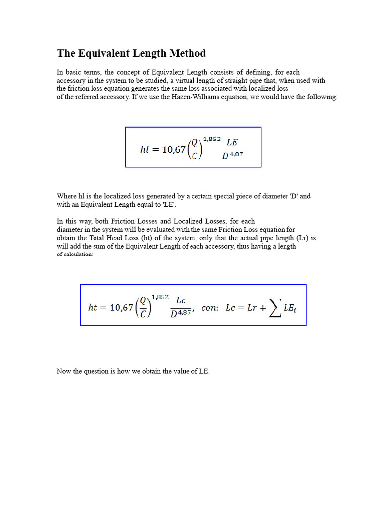 The Equivalent Length Method | PDF | Friction | Mechanical Engineering