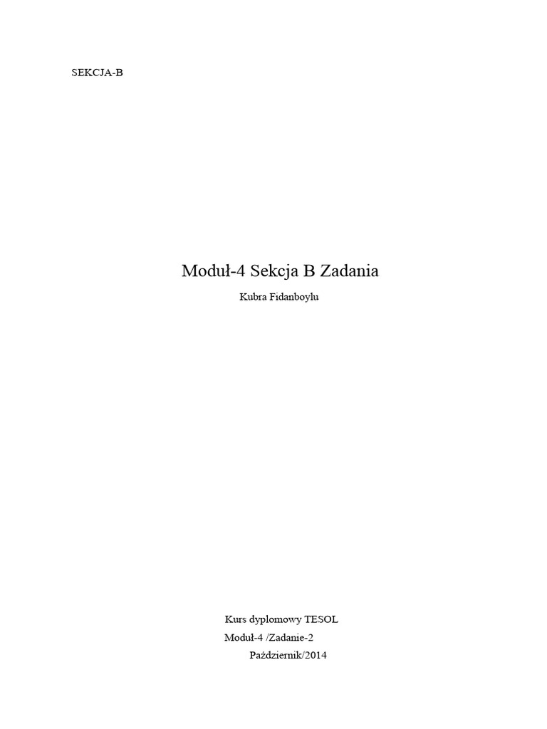 TESOL Modul-4 Sekcja B Zadania | PDF