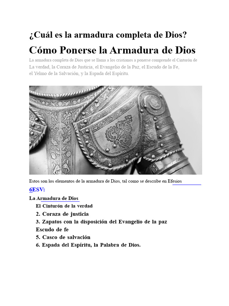 Cómo Usar la Armadura de Dios | PDF | Salvación | Fe
