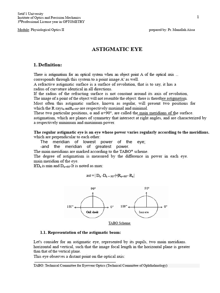Understanding Astigmatism in Optometry | PDF | Myopia | Eye