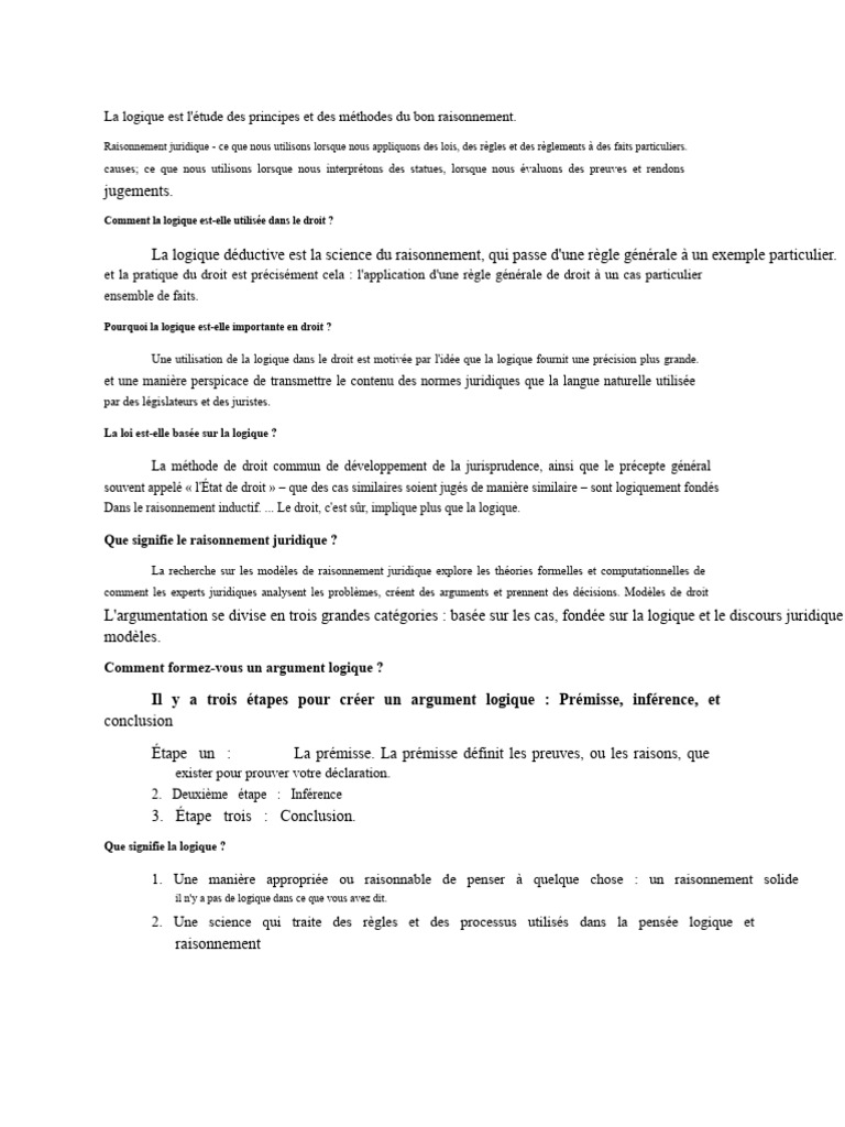 La logique et le raisonnement juridique | PDF | Logique | Vérité