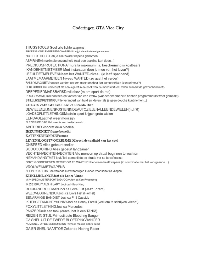 GTA Vice City Codes | PDF