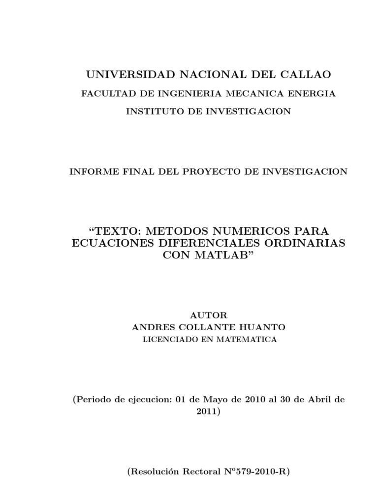 Numerical Methods for Solving Ordinary Differential Equations using ...