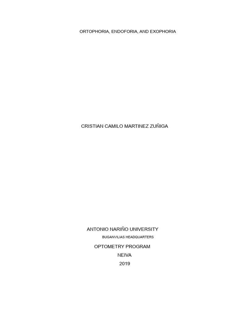 Orthophoria, Endophoria, Exophoria | PDF | Vision | Ophthalmology