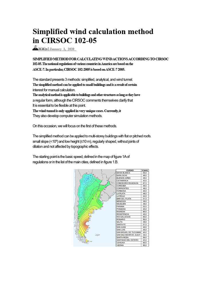 Simplified Wind Calculation Method in CIRSOC 102 | PDF