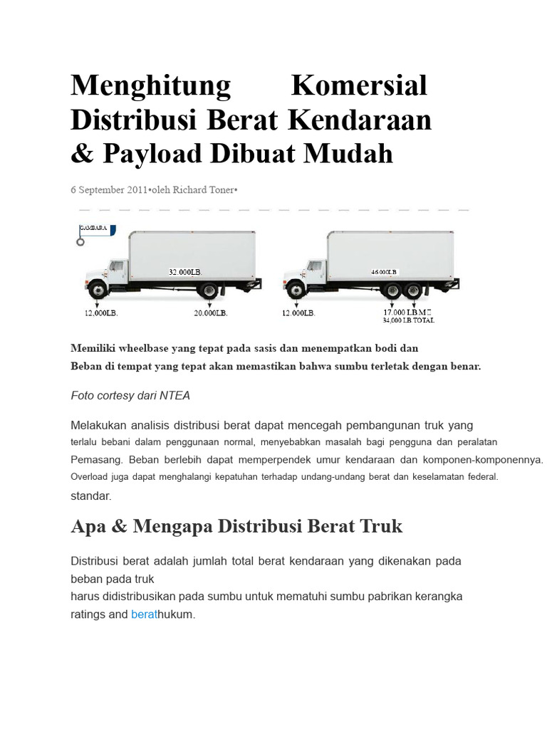 Menghitung Distribusi Berat Kendaraan Komersial | PDF