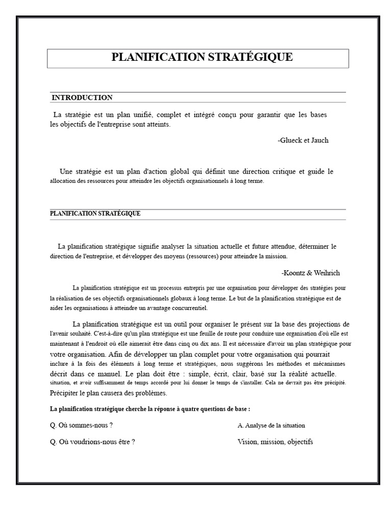 Guide de la Planification Stratégique | PDF | Planification | Business