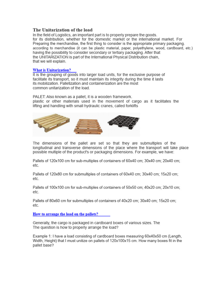 Unitarization in Logistics Explained | PDF | Pallet | Cargo