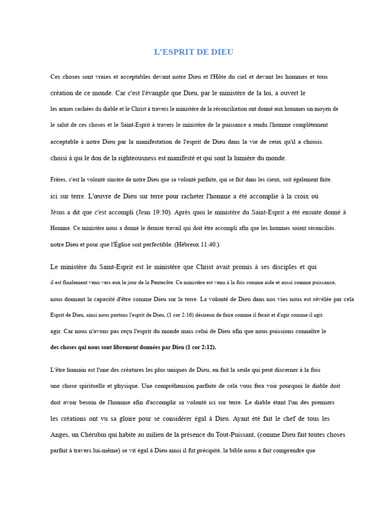 L'Esprit de Dieu et le Salut en Christ | PDF | Dieu | Saint-Esprit