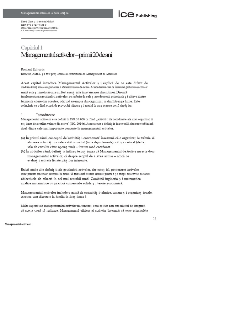 01 Managementul Activelor - Primii 20 de Ani | PDF