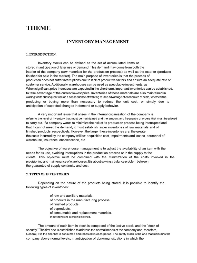Inventory Management Overview | PDF | Inventory | Demand