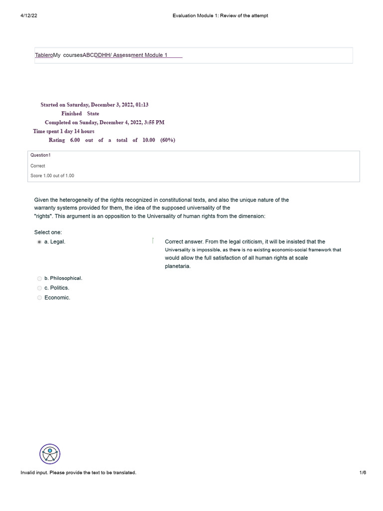 Assessment Review: Human Rights Module | PDF | Citizenship | Dignity