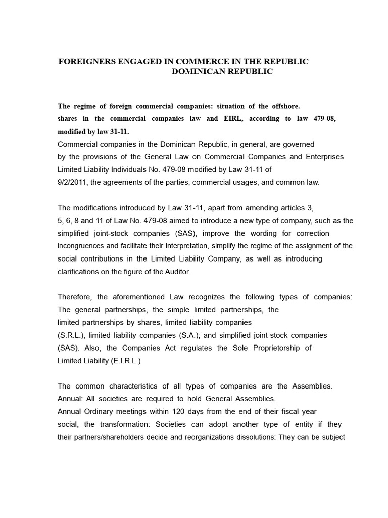 Foreign Commerce Regulations in the DR | PDF | Limited Liability ...