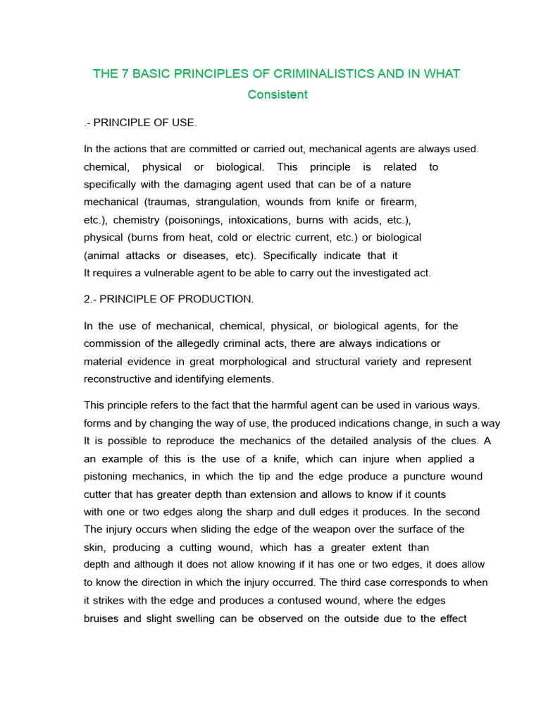The 7 Basic Principles of Criminalistics and What They Consist of Zoel ...