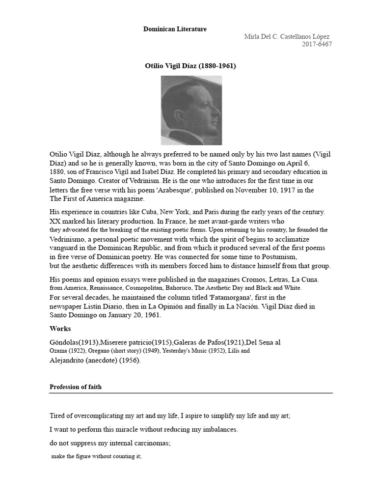Otilio Vigil Díaz: Pioneer of Free Verse | PDF | Writing | Poetry