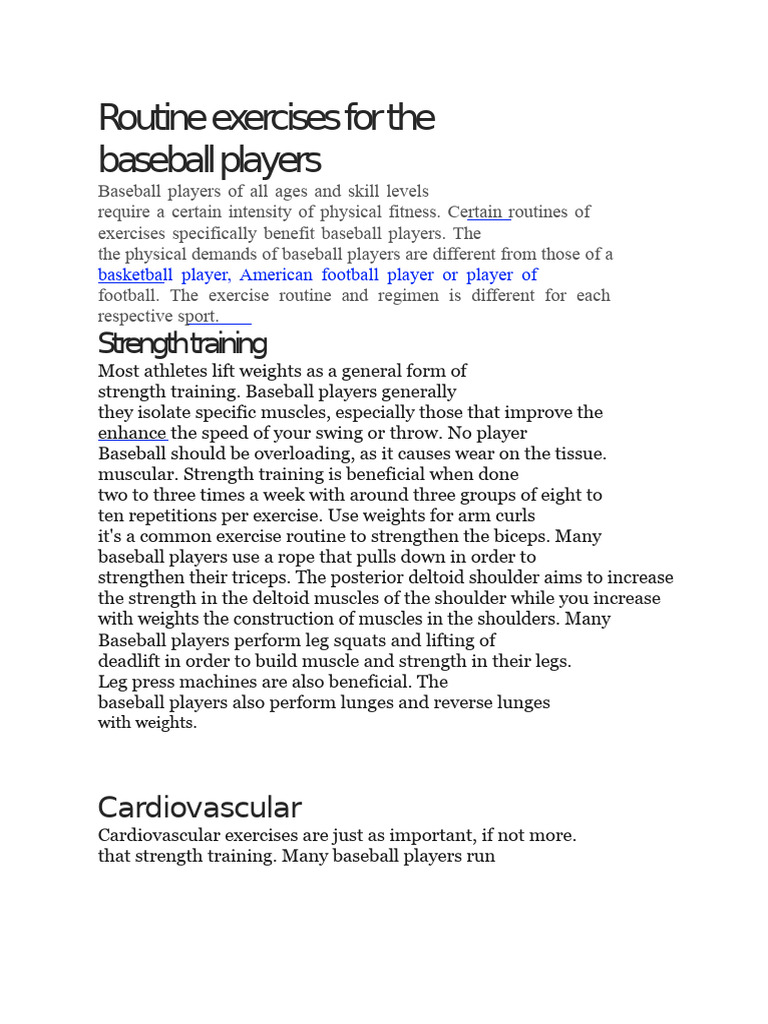 Essential Exercises for Baseball Players | PDF | Strength Training ...