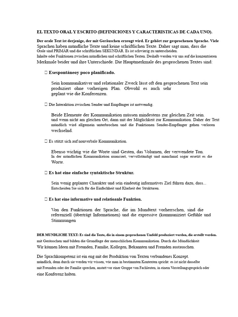 Der Mündliche Und Schriftliche Text | PDF