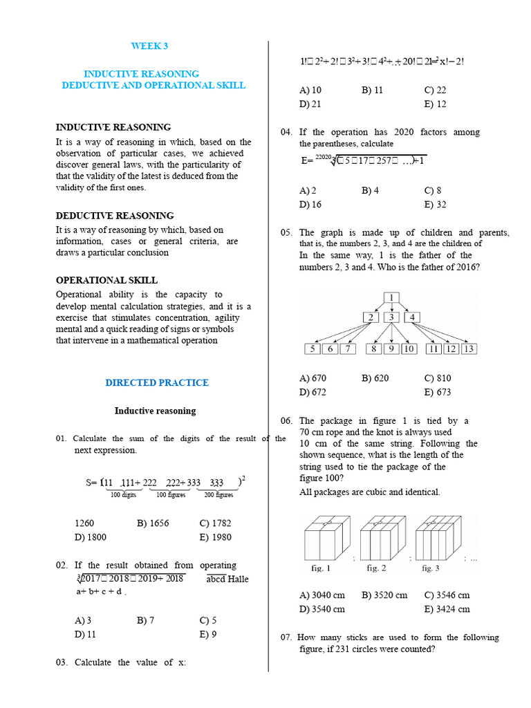 Inductive and Deductive Reasoning Exercises | PDF | Reason | Deductive ...