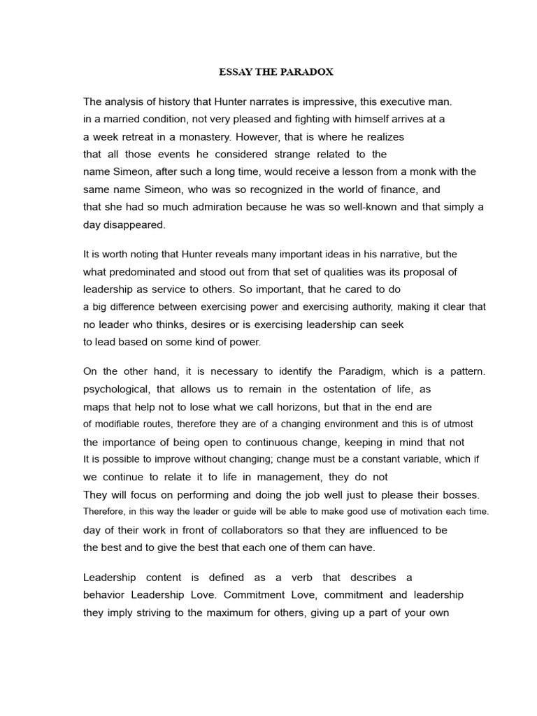 Essay Paradox of James Hunter | PDF | Leadership | Communication