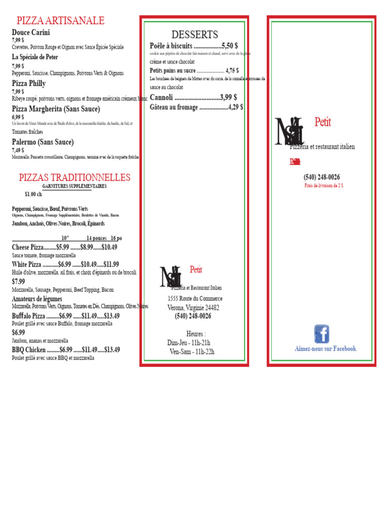 Menu de Pizzeria Artisanale à Verona | PDF | Pizza | Cuisine italienne