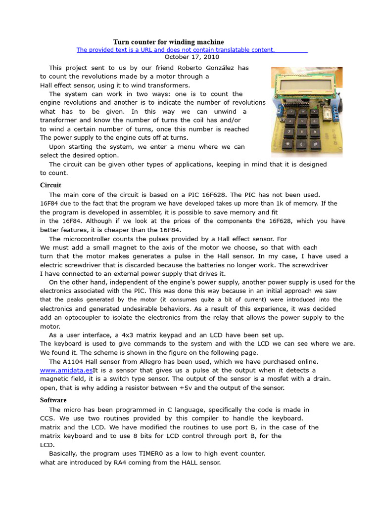 Winding Machine Turn Counter System | PDF | Computer Keyboard | Power ...