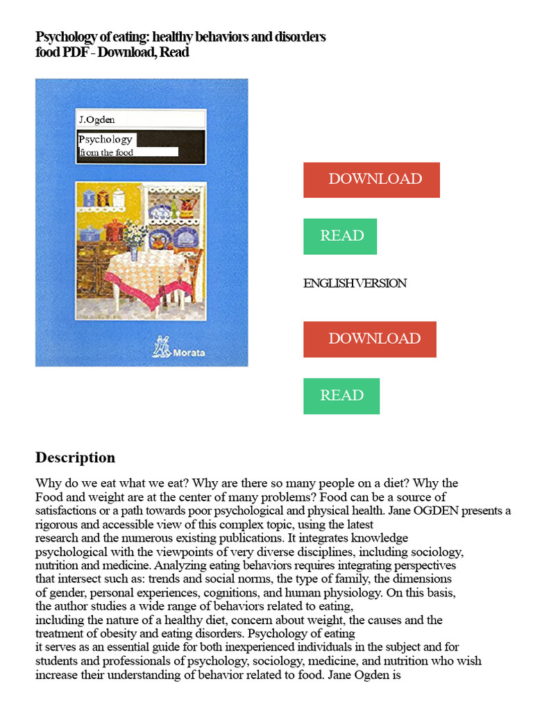 Psychology of Eating - Healthy Behaviors and Eating Disorders PDF ...