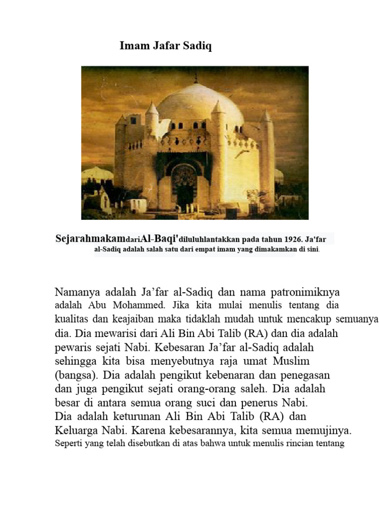 Kehidupan dan Ajaran Imam Ja'far Sadiq | PDF