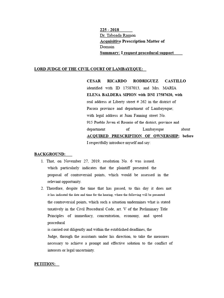 Acquisitive Prescription Case Request | PDF | Government | Common Law
