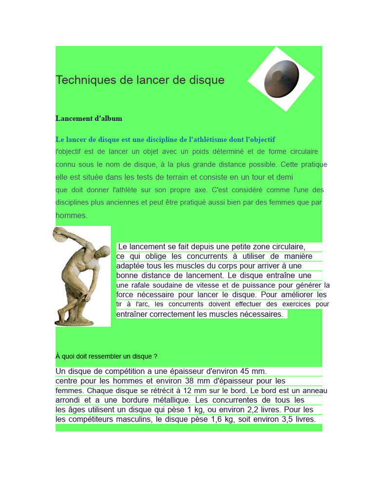 Techniques de lancer de disque en athlétisme | PDF | Athlétisme