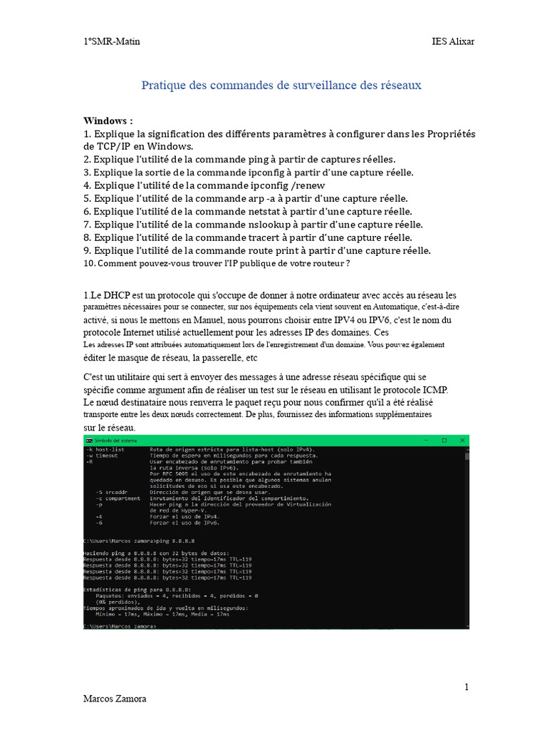 Commandes de réseau sous Windows et Linux | PDF | Adresse IP ...