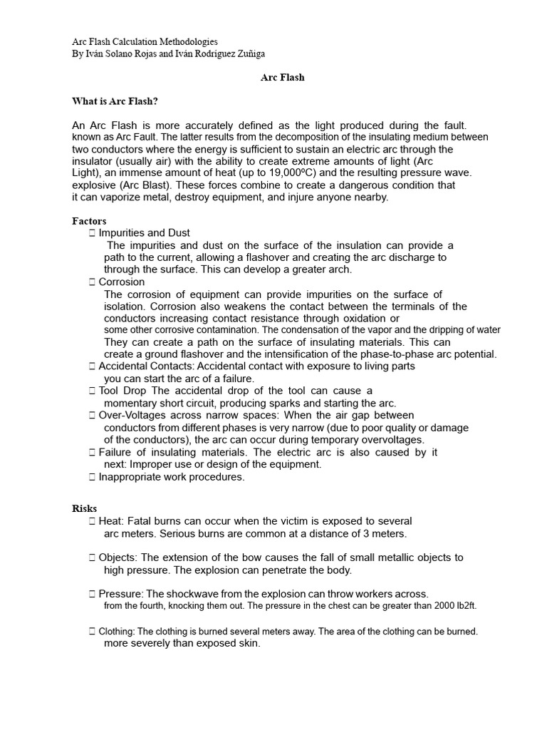 Arc Flash Calculation Methods Explained | PDF | Electric Arc | Personal ...