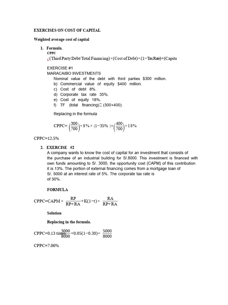 Exercise WACC | PDF | Cost Of Capital | Business