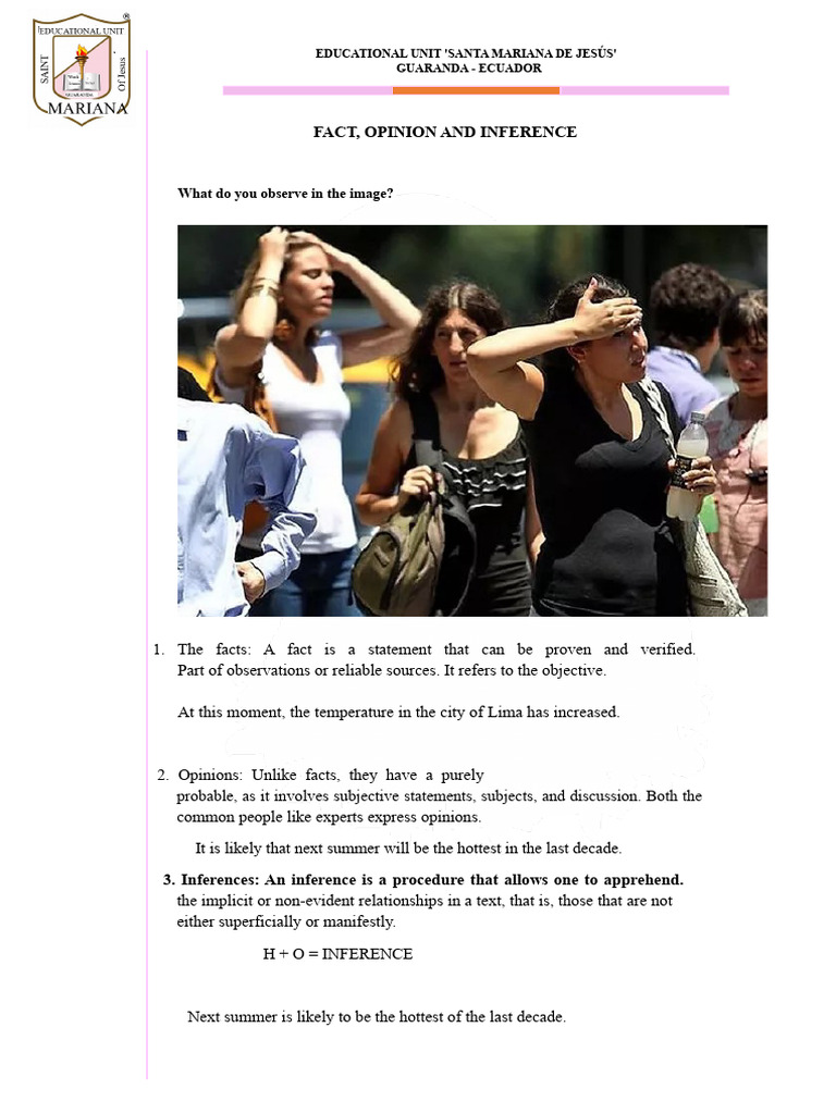 Fact, Opinion, Inference | PDF